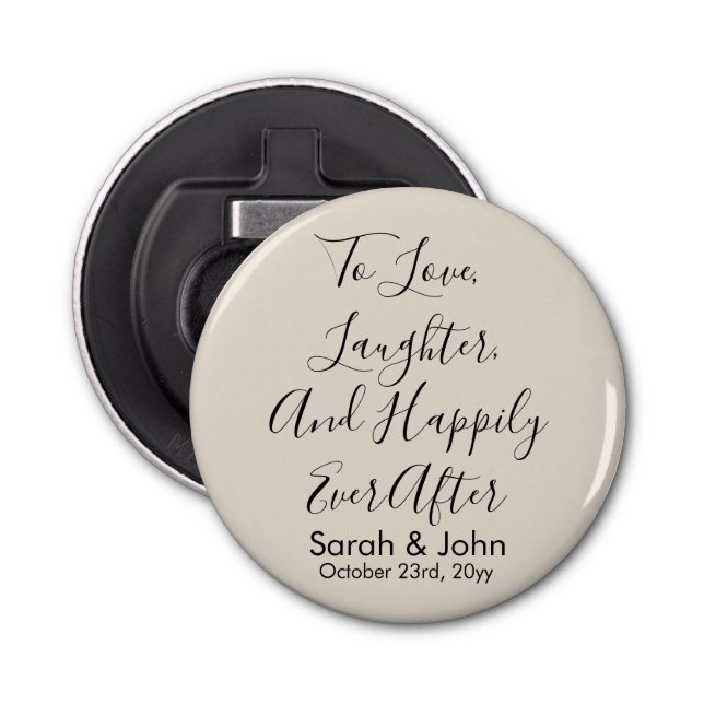 Custom Sand Personalized Script Wedding Reception  Bottle Opener (Front)