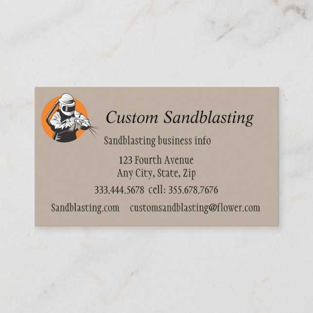 Custom Sandblasting Business Car Business Card (Front)