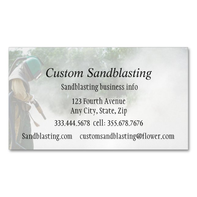 Custom Sandblasting Business  Card Magnet (Front)