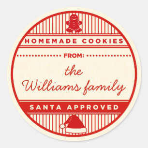 Custom Santa Approved Homemade Cookies Stickers