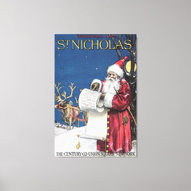 CUSTOM SANTA CANVAS WRAP 1914 ST NICHOLAS COVERART PRINT (Front)