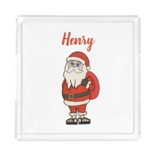 Custom Santa Claus Christmas Flip Flops Acrylic Tray