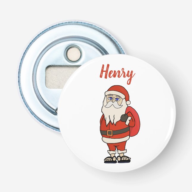 Custom Santa Claus Christmas Flip Flops Bottle Opener (Front)