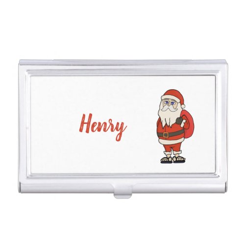 Custom Santa Claus Christmas Flip Flops Business Card Case
