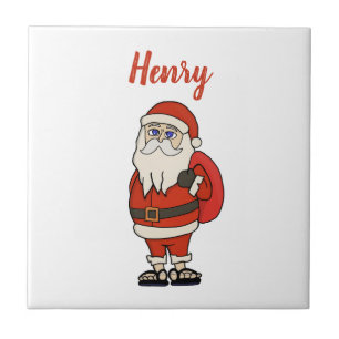 Custom Santa Claus Christmas Flip Flops Ceramic Tile