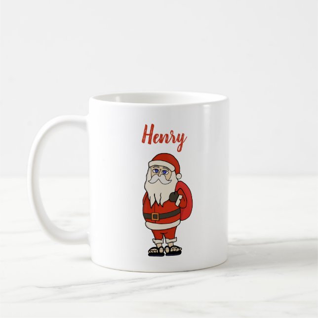 Custom Santa Claus Christmas Flip Flops Coffee Mug (Left)