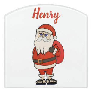 Custom Santa Claus Christmas Flip Flops Door Sign