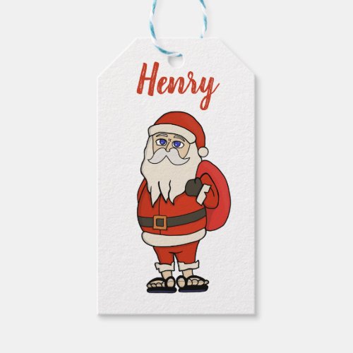 Custom Santa Claus Christmas Flip Flops Gift Tags
