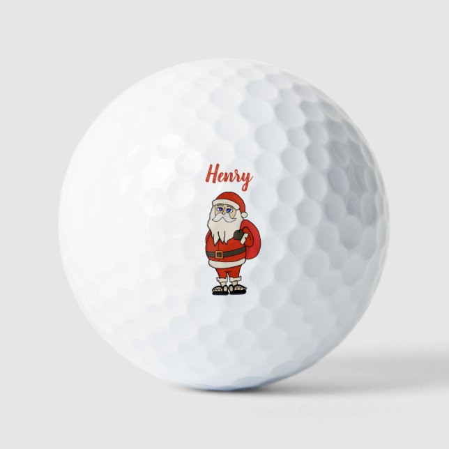 Custom Santa Claus Christmas Flip Flops Golf Balls (Front)