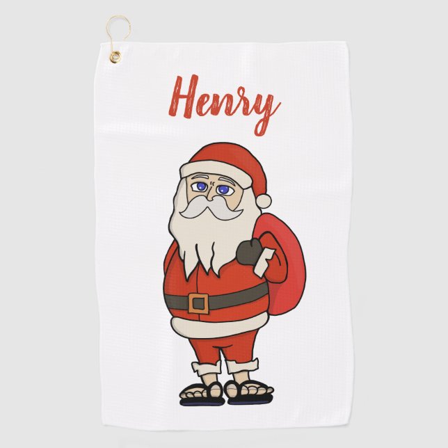 Custom Santa Claus Christmas Flip Flops Golf Towel (Front)