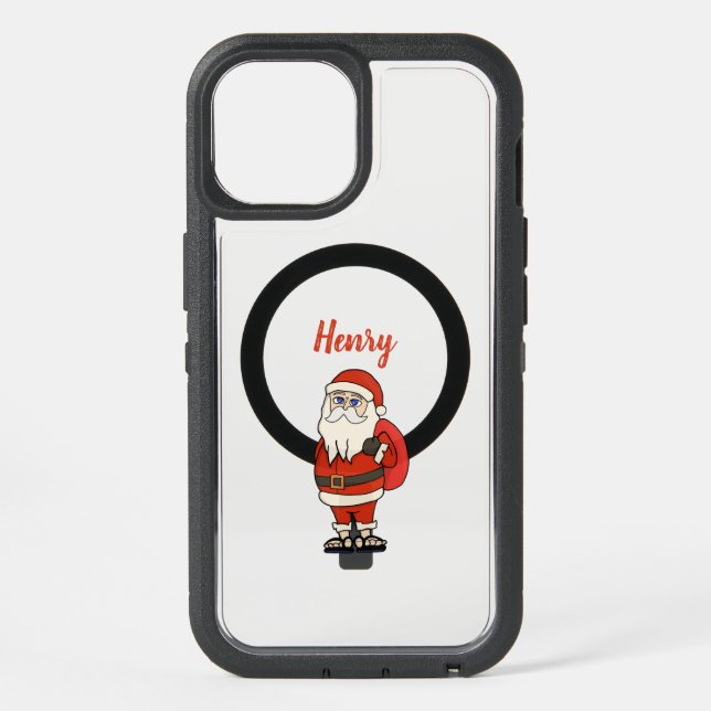 Custom Santa Claus Christmas Flip Flops iPhone 15 Case (Back)