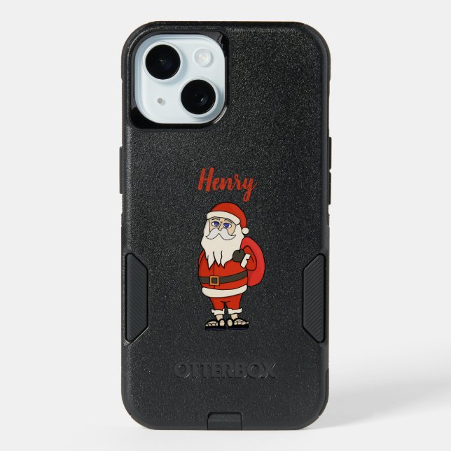 Custom Santa Claus Christmas Flip Flops iPhone 15 Case (Back)