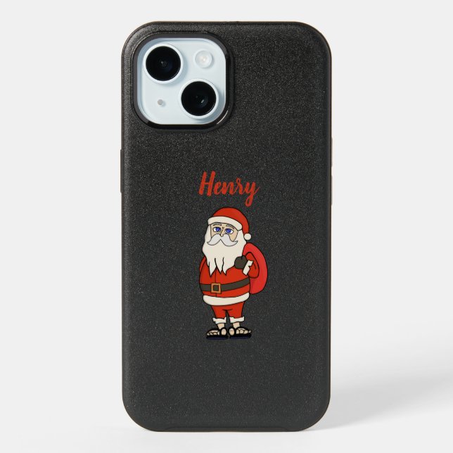Custom Santa Claus Christmas Flip Flops iPhone 15 Case (Back)
