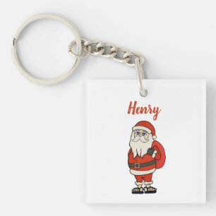 Custom Santa Claus Christmas Flip Flops Keychain