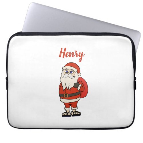 Custom Santa Claus Christmas Flip Flops Laptop Sleeve