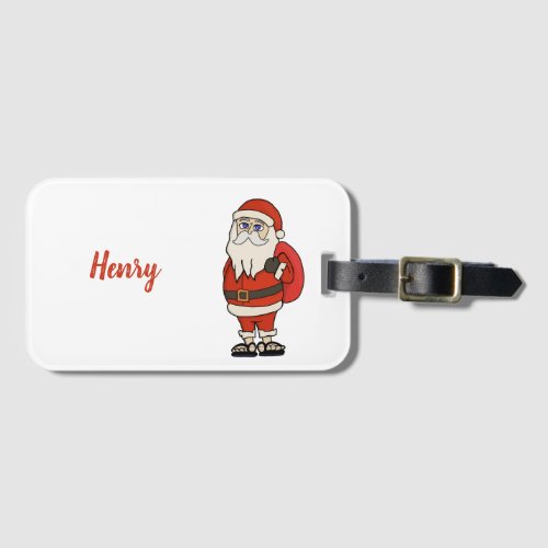 Custom Santa Claus Christmas Flip Flops Luggage Tag
