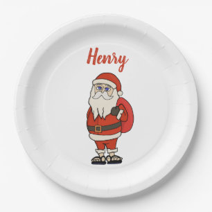 Custom Santa Claus Christmas Flip Flops Paper Plates