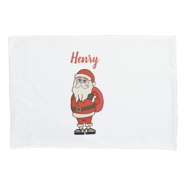 Custom Santa Claus Christmas Flip Flops Pillow Case (Front)