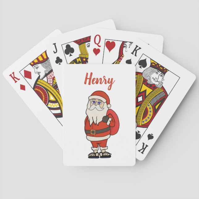 Custom Santa Claus Christmas Flip Flops Poker Cards (Back)