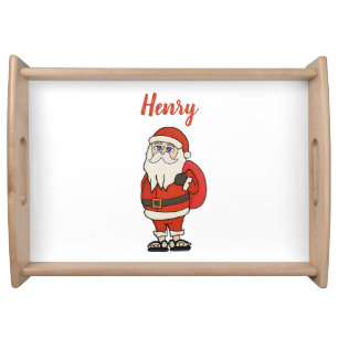 Custom Santa Claus Christmas Flip Flops Serving Tray