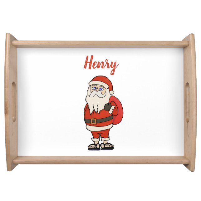 Custom Santa Claus Christmas Flip Flops Serving Tray (Front)