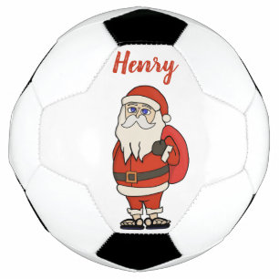 Custom Santa Claus Christmas Flip Flops Soccer Ball