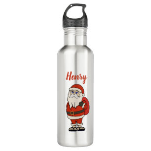 Custom Santa Claus Christmas Flip Flops Stainless Steel Water Bottle