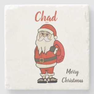 Custom Santa Claus Christmas Flip Flops Stone Coaster
