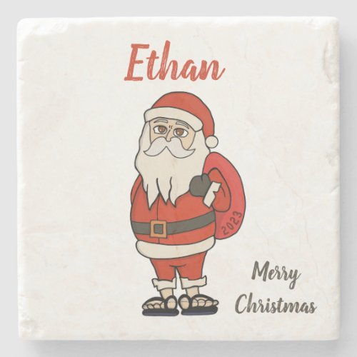 Custom Santa Claus Christmas Flip Flops Stone Coaster