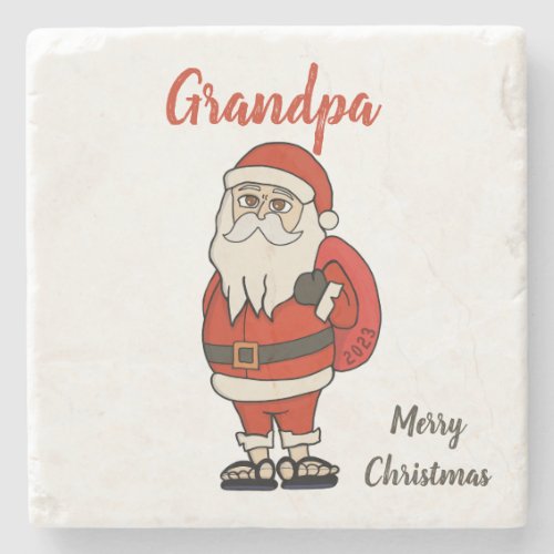 Custom Santa Claus Christmas Flip Flops Stone Coaster