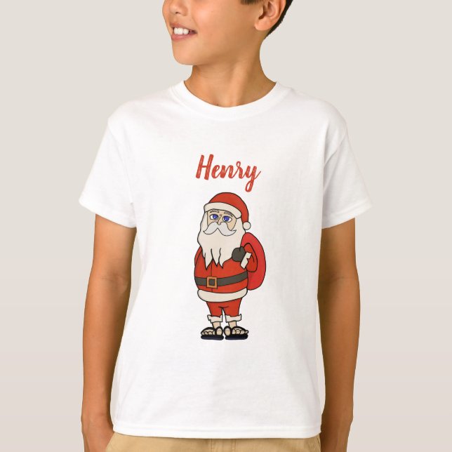 Custom Santa Claus Christmas Flip Flops T-Shirt (Front)