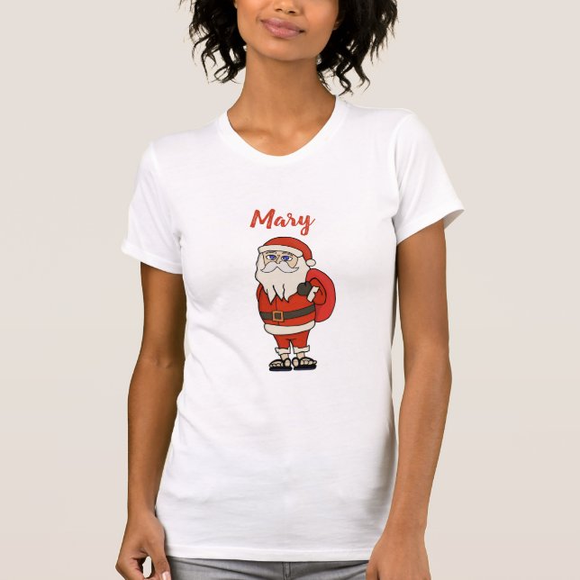 Custom Santa Claus Christmas Flip Flops T-Shirt (Front)