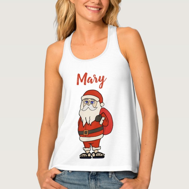 Custom Santa Claus Christmas Flip Flops Tank Top (Front)