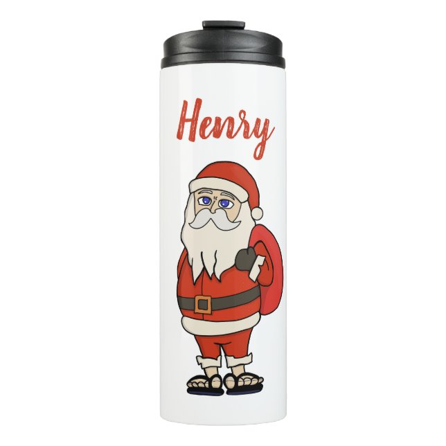 Custom Santa Claus Christmas Flip Flops Thermal Tumbler (Front)