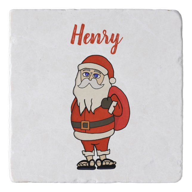 Custom Santa Claus Christmas Flip Flops Trivet (Front)