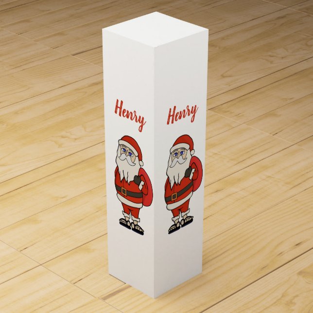 Custom Santa Claus Christmas Flip Flops Wine Box (Front)
