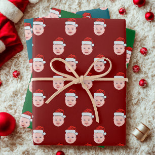Custom Santa Claus Gift Wrap, Face Wrapping Paper Sheets