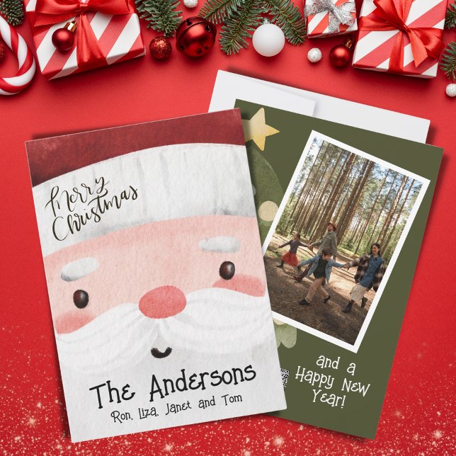 Custom Santa Claus Merry Christmas Photo Holiday Card (Creator Uploaded)