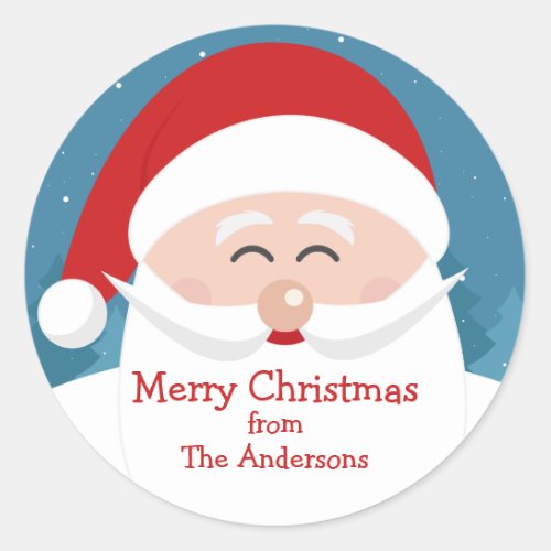 Custom Santa Clause Round Name Sticker