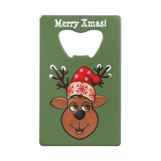 Custom Santa Claus's Reindeer Credit Card Bottle Opener