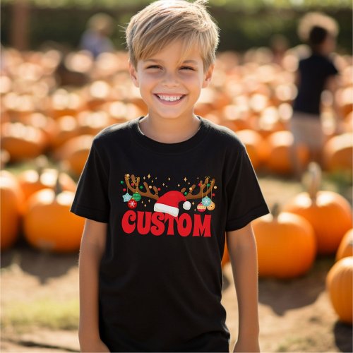 Custom Santa Hat Antler Family Matching Shirts