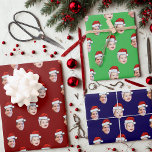 Custom Santa Hat Face Christmas Gift 2 Photos Wrapping Paper Sheets<br><div class="desc">Custom Santa Hat Face Christmas Gift 2 Photos Gift Wrap</div>