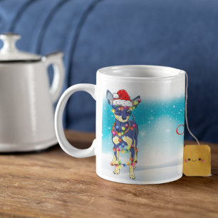 Custom Santa Hat Merry Christmas Chihuahu Lover Coffee Mug
