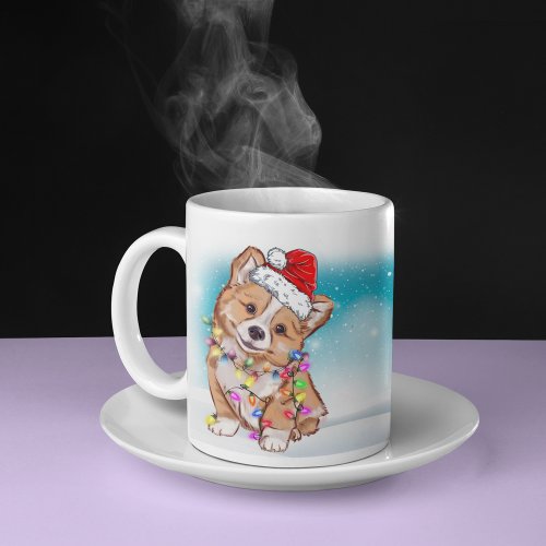 Custom Santa Hat Merry Christmas Corgi Dog Lover Coffee Mug