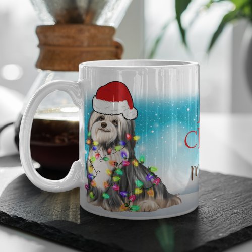 Custom Santa Hat Merry Christmas Havanese Lover Coffee Mug