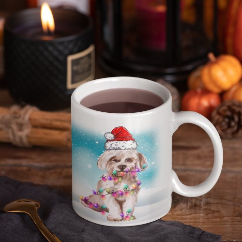 Custom Santa Hat Merry Christmas Maltese Lover Coffee Mug