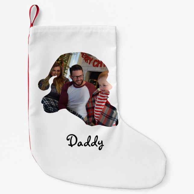 Custom Santa hat shape photo Christmas Family Small Christmas Stocking (Front)