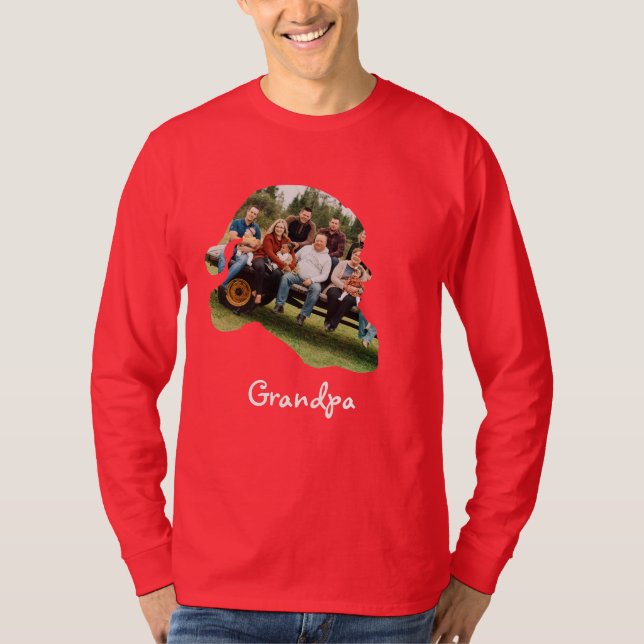 Custom Santa hat shape photo Christmas Family T-Shirt (Front)