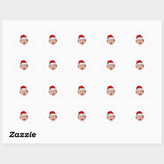 Custom Santa Hat Stickers, Face Photo Christmas Triangle Sticker (Sheet)