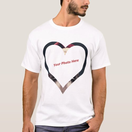 Custom Santa Heart Photo Outline T_shirt